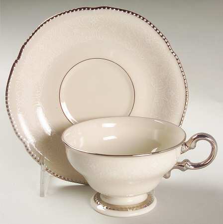 Snowflower Footed Cup & Saucer Set