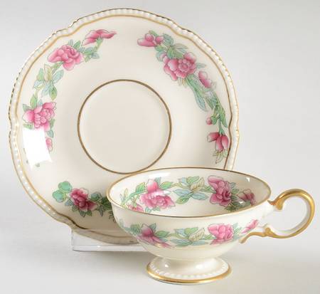 Tree of India Footed Demitasse Cup & Saucer Set