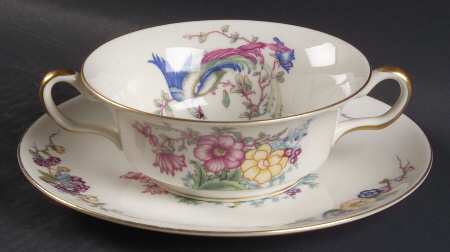 Venetian Footed Cream Soup Bowl & Saucer Set