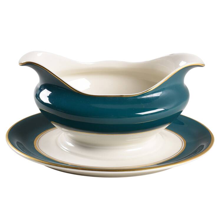 Windermere Green Gravy Boat with Attached Underplate