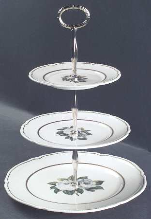 York Rose 13 7/8"-14 1/4" 3-Tiered Serving Tray(DP,SP,BB) HC