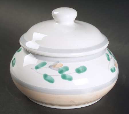 Peach Garland Sugar Bowl & Lid