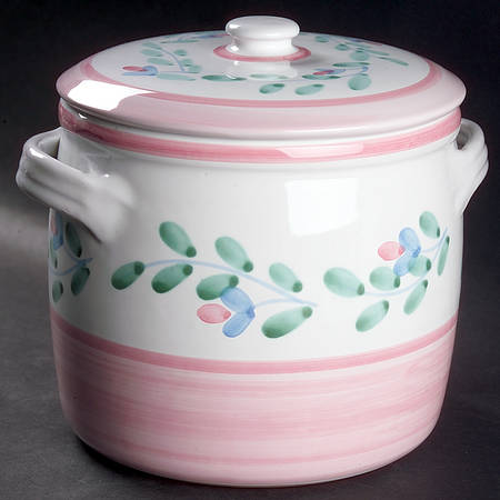 Pink Garland Bean Pot & Lid