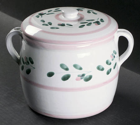 Pink Garland Bean Pot & Lid