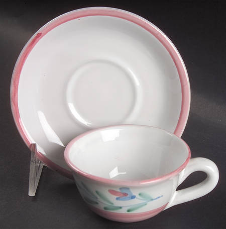 Pink Garland Flat Demitasse Cup & Saucer Set