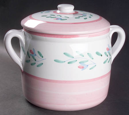 Pink Garland Bean Pot & Lid
