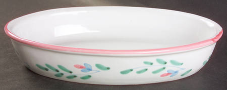 Pink Garland 9" Oval Vegetable Bowl