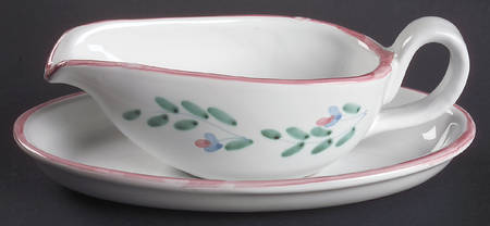 Pink Garland Gravy Boat & Underplate/Relish