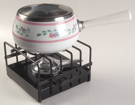 Pink Garland Open Fondue Pot with Warmer Stand and Burner