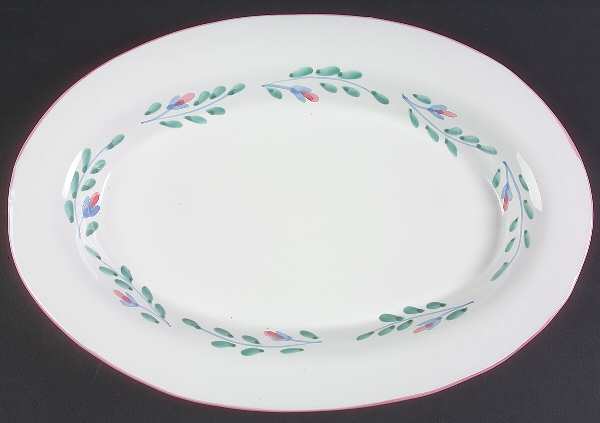 Pink Garland 16" Oval Serving Platter