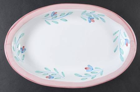 Pink Garland 14" Oval Serving Platter