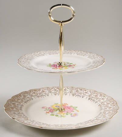 Lajean 6 5/8"-10"  2 Tiered Serving Tray (Dp, Sp) HC