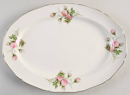 Moss Rose (Solid Gold Trim) 15" Oval Serving Platter