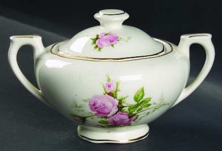 Moss Rose (Solid Gold Trim) Sugar Bowl & Lid
