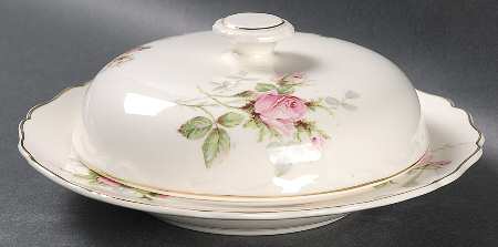 Moss Rose (Solid Gold Trim) Round Covered Butter
