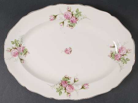 Moss Rose (Solid Gold Trim) 13" Oval Serving Platter