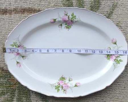 Moss Rose (Solid Gold Trim) 16" Oval Serving Platter