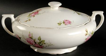 Moss Rose (Solid Gold Trim) Round Covered Vegetable