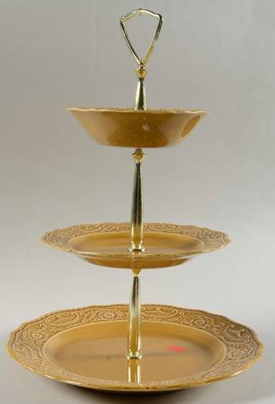 Regency Yellow Gold 3-Tiered Serving Tray (DP, SP, FR)