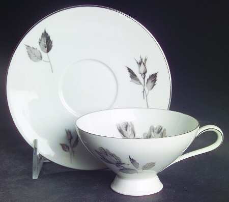 Silhouette Rose Footed Cup & Saucer Set
