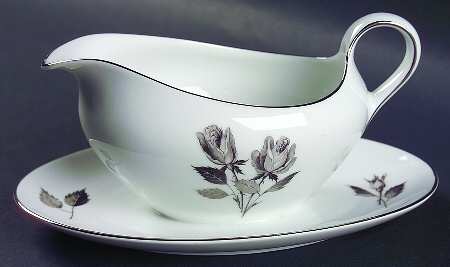 Silhouette Rose Gravy Boat with Attached Underplate