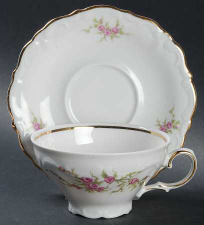 Moss Rose Flat Cup & Saucer Set