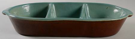 Country Fare (Ribbed Back, Unglazed Ring) 3 Part Oblong Divided Server