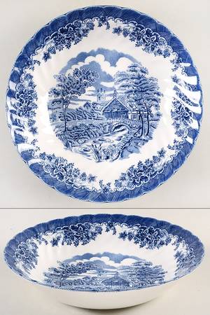 The Brook Blue (Made in England) 9" Individual Pasta Bowl
