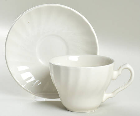 Chelsea White (England) Flat Cup & Saucer Set