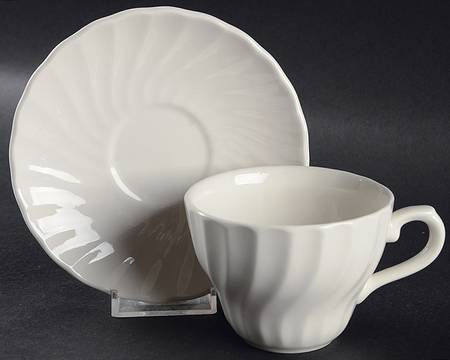 Chelsea White (England) Flat Cup & Saucer Set