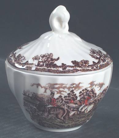 Country Life Brown Multicolor Sugar Bowl & Lid