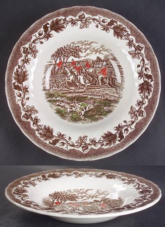 Country Life Brown Multicolor Rim Soup Bowl