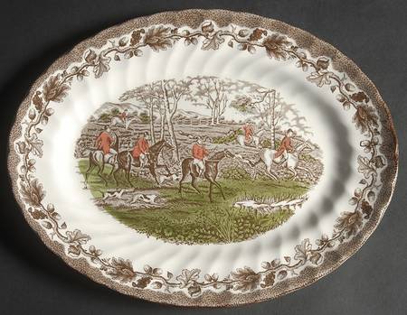 Country Life Brown Multicolor 12" Oval Serving Platter
