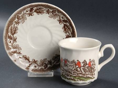 Country Life Brown Multicolor Flat Cup & Saucer Set