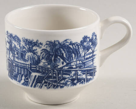 Currier & Ives Blue Flat Cup