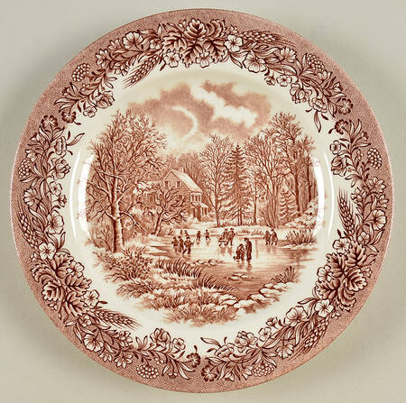 Currier and Ives Brown Salad Plate