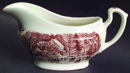 Currier and Ives Brown Gravy Boat