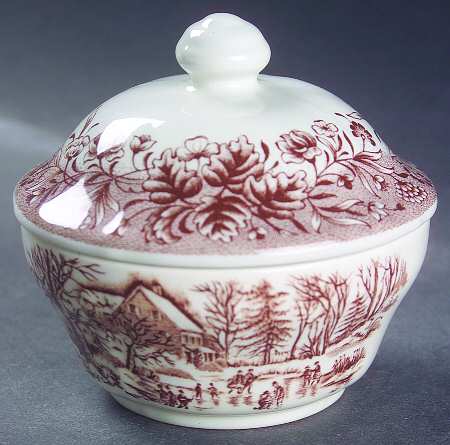 Currier and Ives Brown Sugar Bowl & Lid