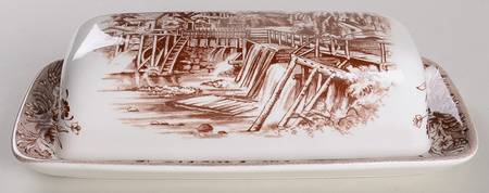 Currier and Ives Brown 1/4 Lb Covered Butter