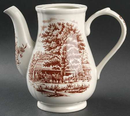 Currier and Ives Brown Coffee Pot No Lid