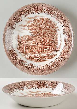 Currier and Ives Brown Coupe Soup Bowl