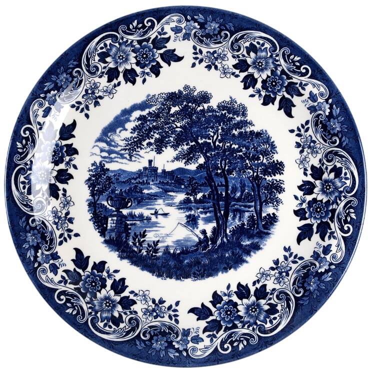 English Scene Blue Chop Plate (Round Platter)