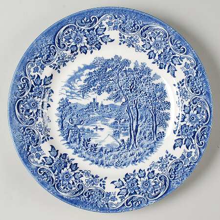 English Scene Blue Luncheon Plate