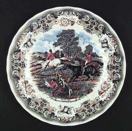 Herrings Hunt Brown Multicolor Dinner Plate