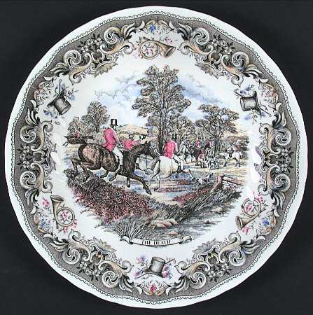 Herrings Hunt Brown Multicolor Dinner Plate