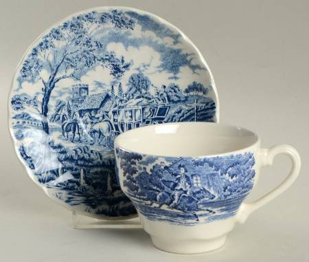 Royal Mail Blue (Made in England) Flat Cup & Saucer Set by Churchill