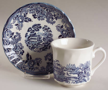 Tonquin Blue Large Flat Cup & Saucer Set