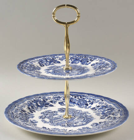 Tonquin Blue 6 5/8"-10"  2 Tiered Serving Tray (Dp, Sp) HC