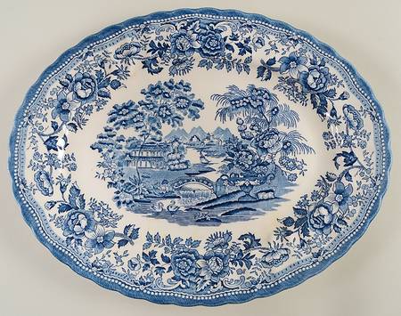 Tonquin Blue 14" Oval Serving Platter