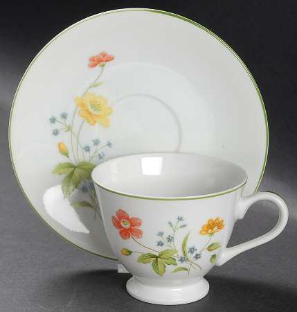 April Flowers Footed Cup & Saucer Set